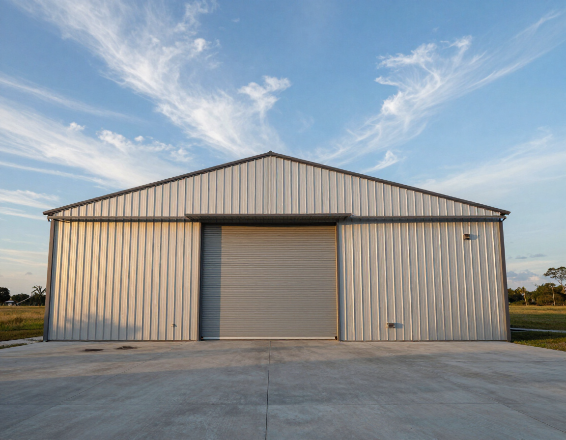Metal workshop building on Florida property