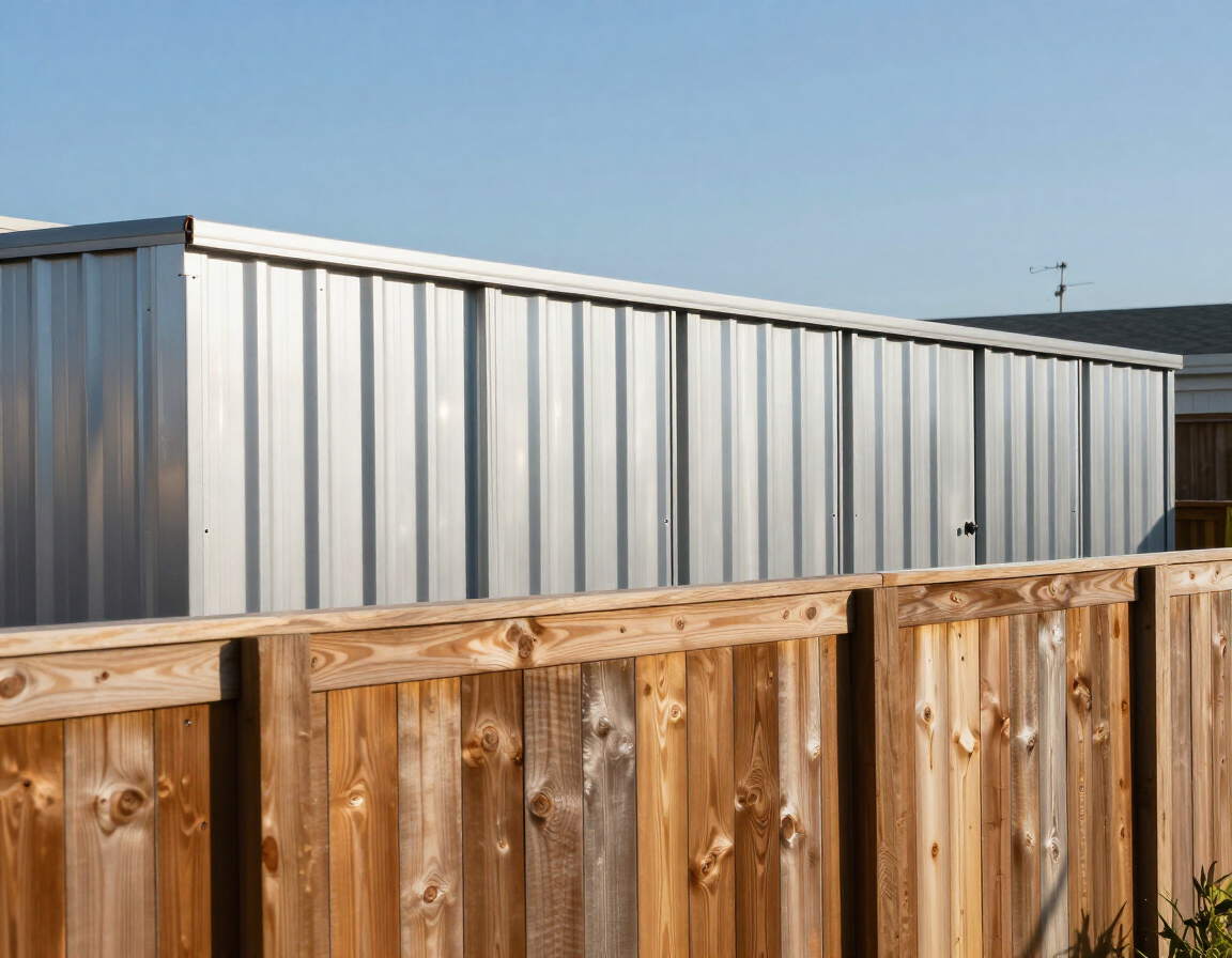 Metal storage units behind Florida residential property