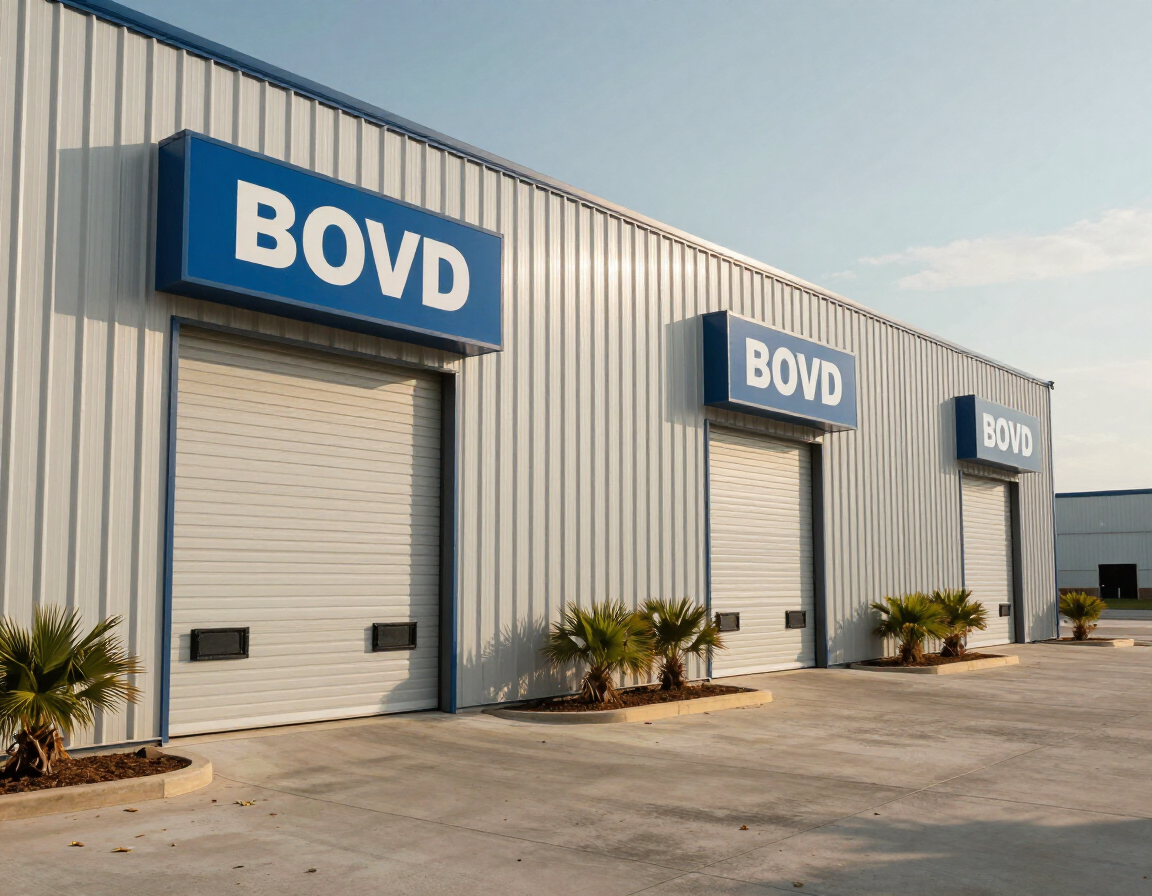 Commercial metal building with roll-up doors in Florida