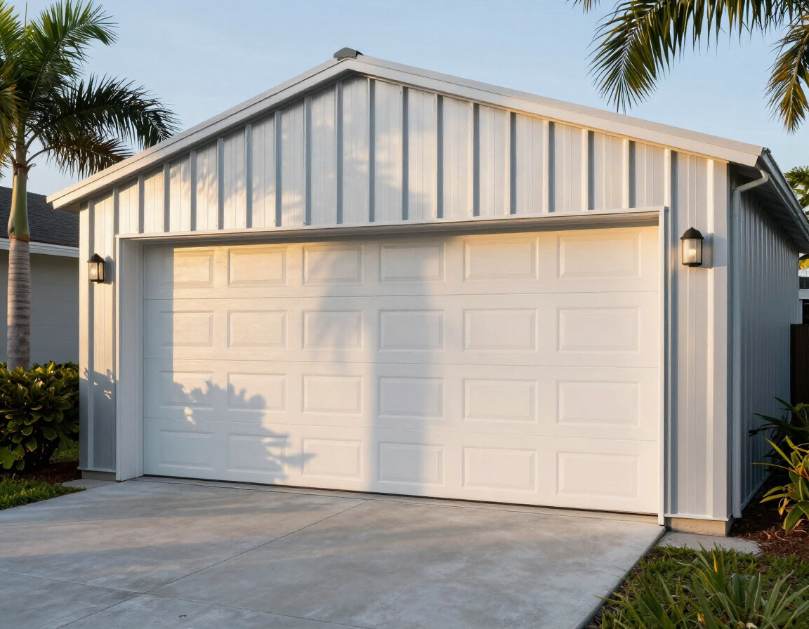 Residential metal garage on a Florida property
