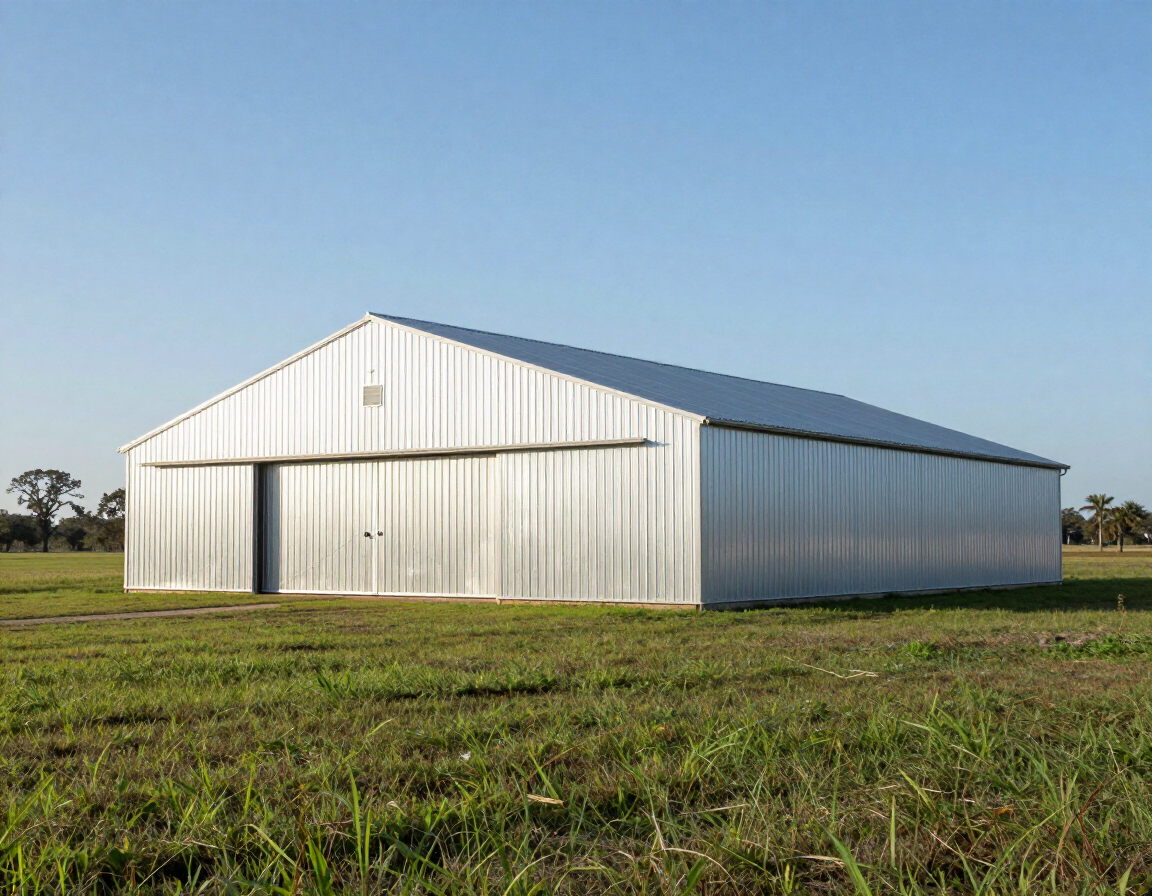 Metal agricultural barn on Florida rural land