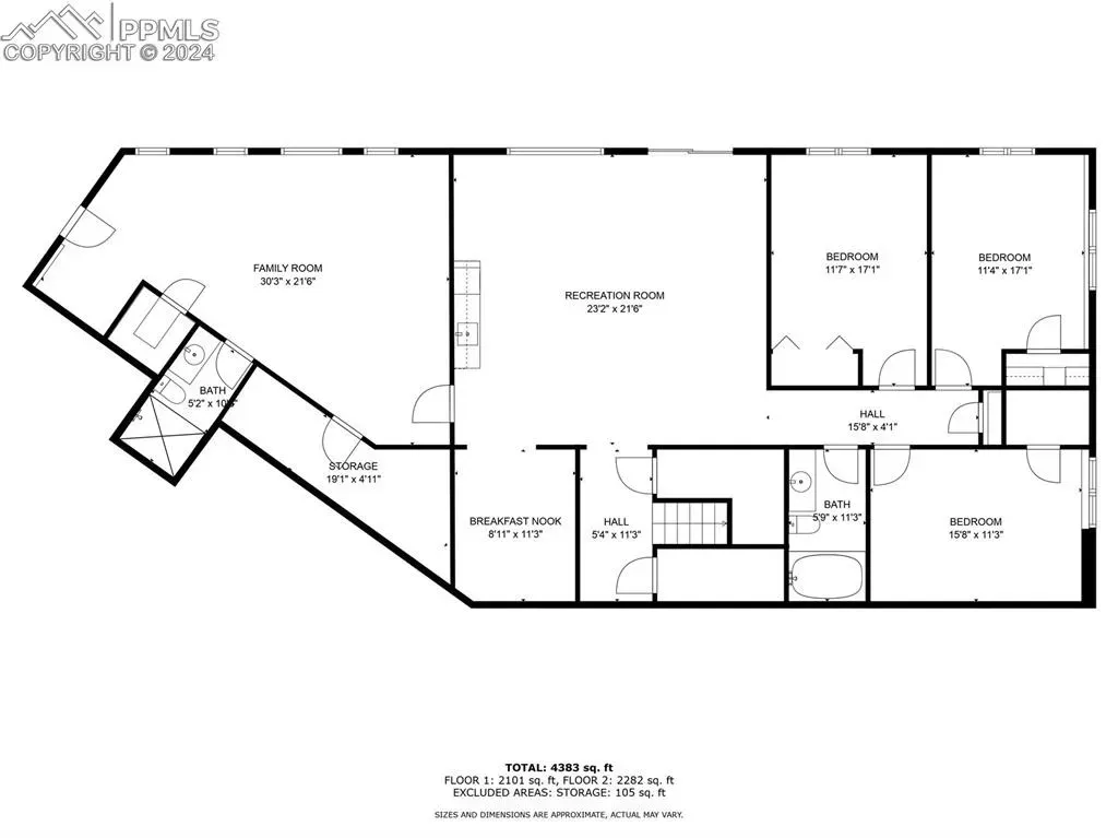 A black and white floor plan of a house.