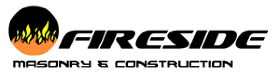 Fireside Masonry & Construction logo with black and orange flame graphic