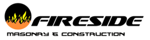 Fireside Masonry & Construction logo with black and orange flame graphic