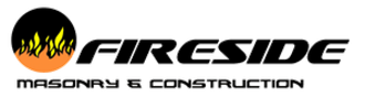 Fireside Masonry & Construction logo with black and orange flame graphic