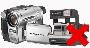 a video camera and a polaroid camera are crossed out .