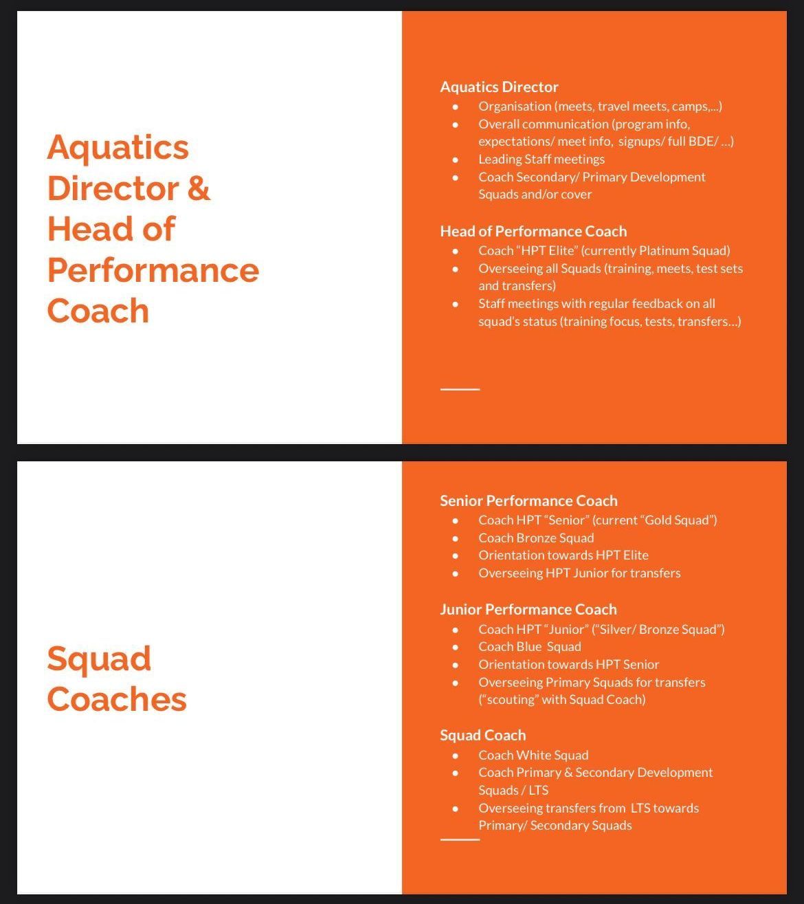 Swim Club Structure