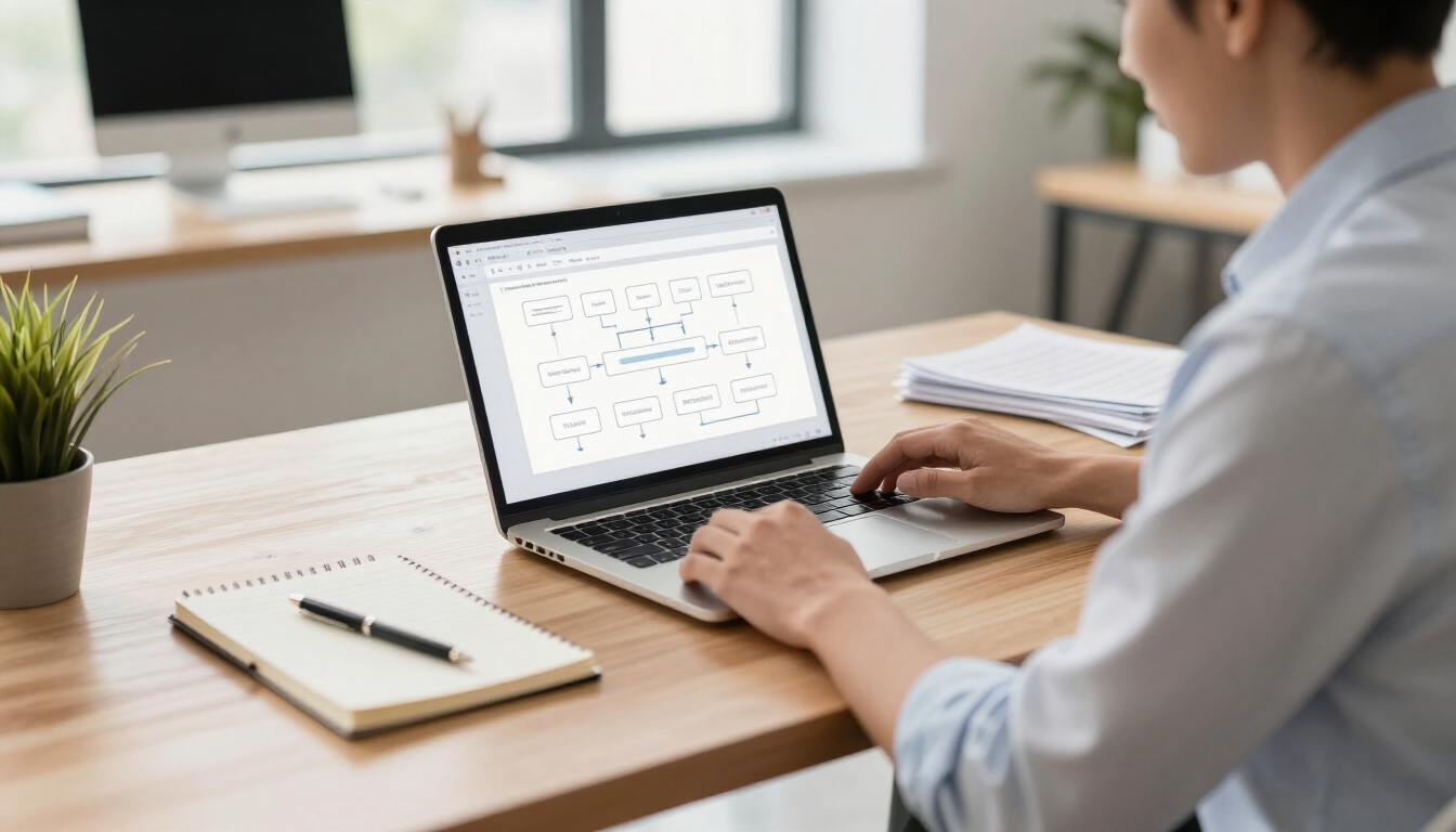Small business owner reviewing an AI automation workflow