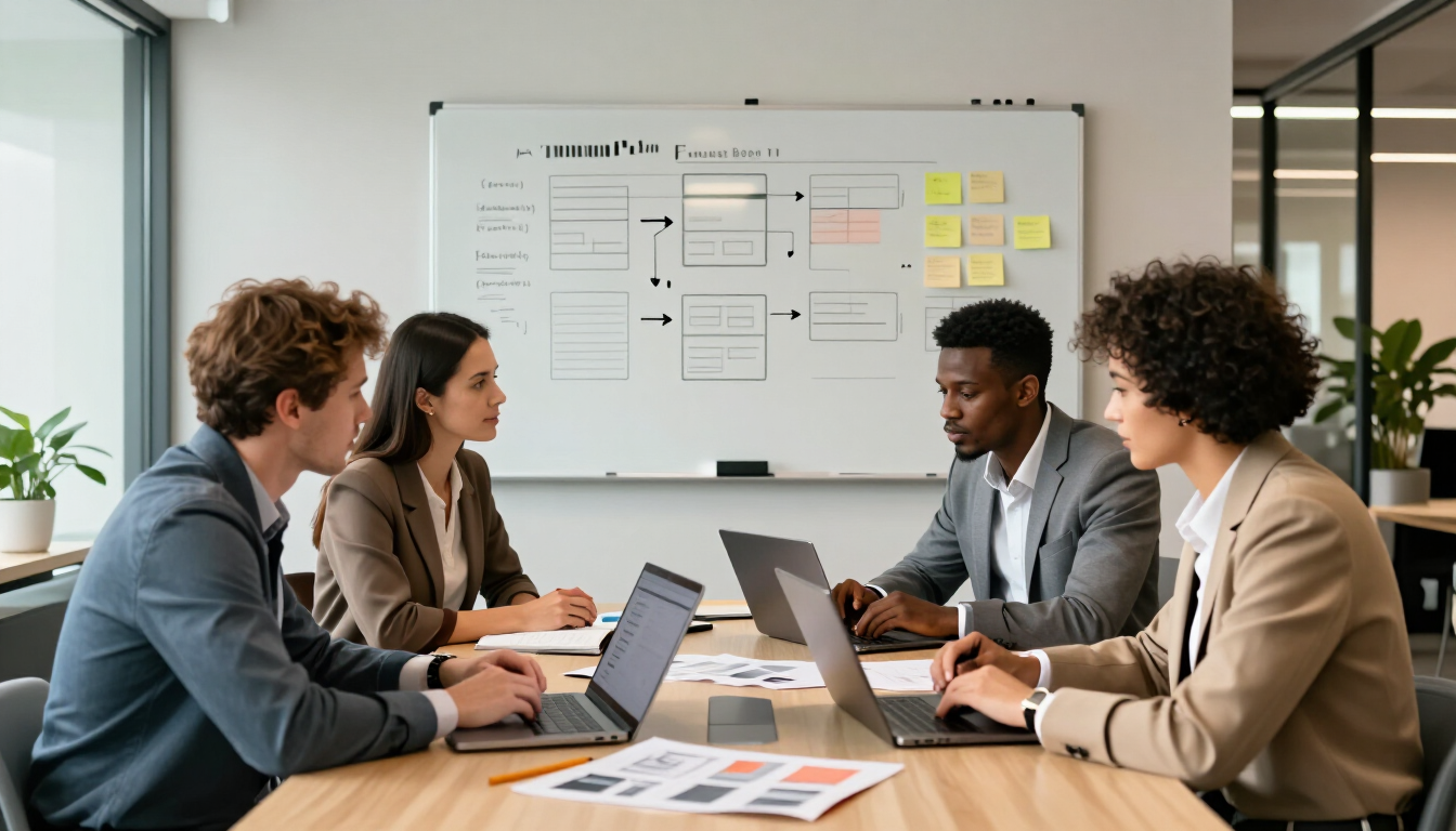 Agency project management team planning a website workflow
