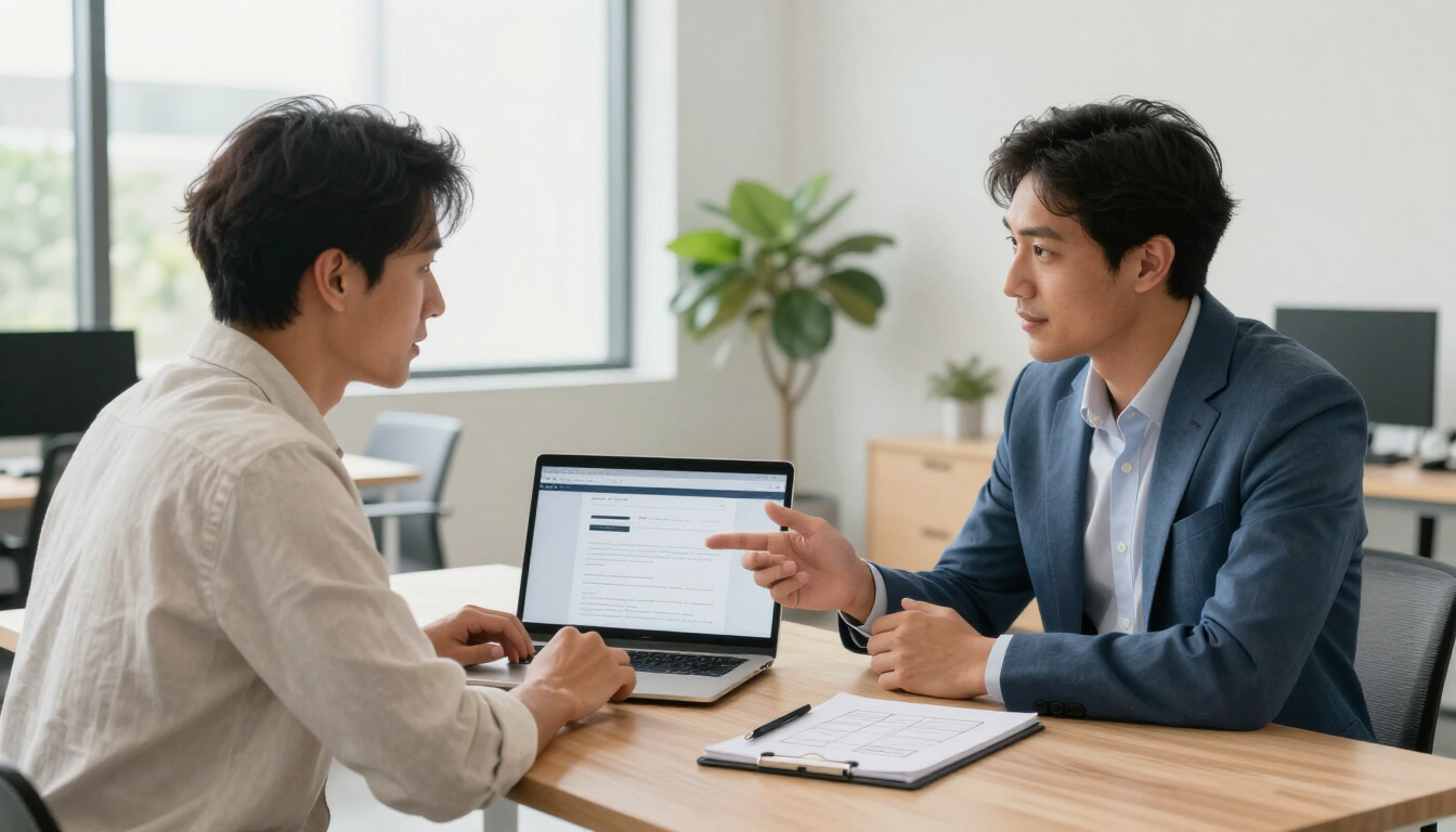 Florida business owner discussing website plans with a developer