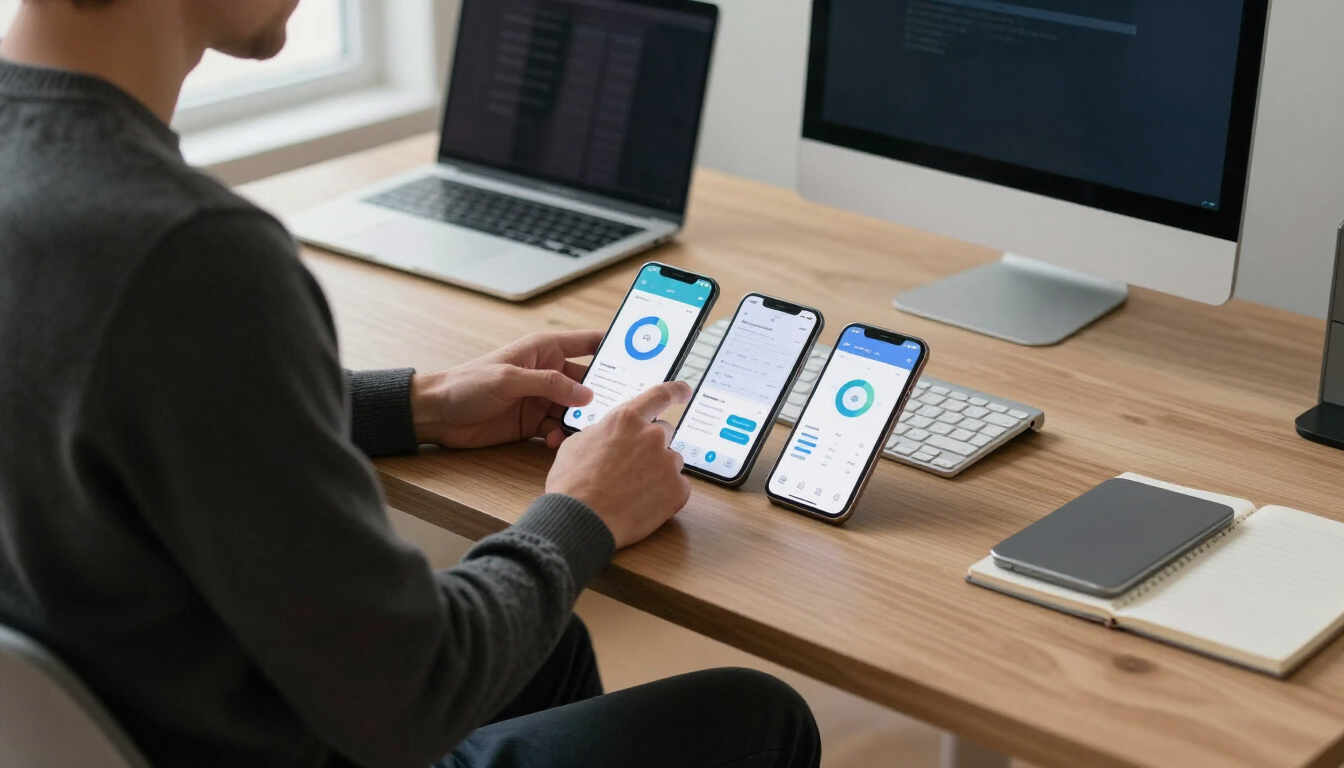 Mobile app interface testing across phone devices