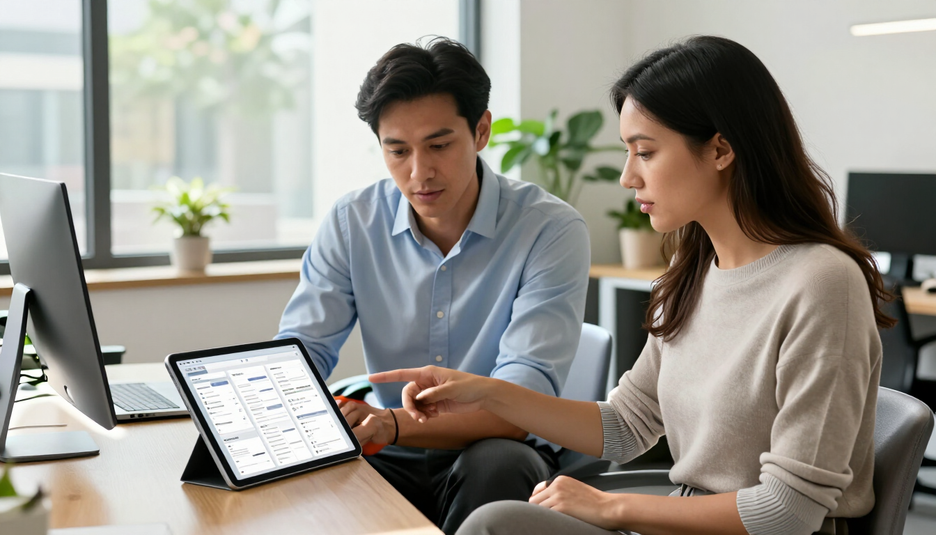 Small business owner comparing a Tampa mobile app development company