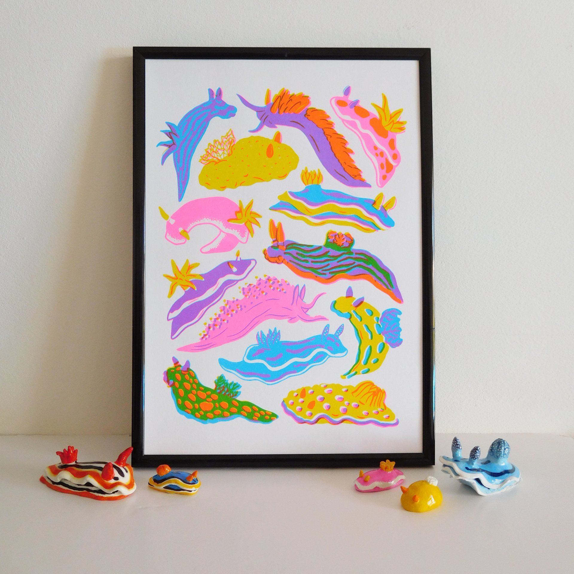Nudibranch illustration risograph print