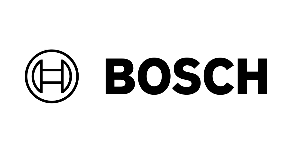Un logo noir et blanc pour bosch sur fond blanc.
