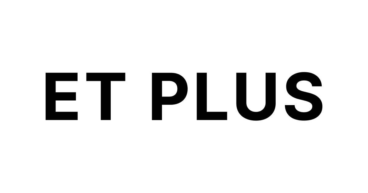 Un logo noir et blanc pour et plus sur fond blanc.