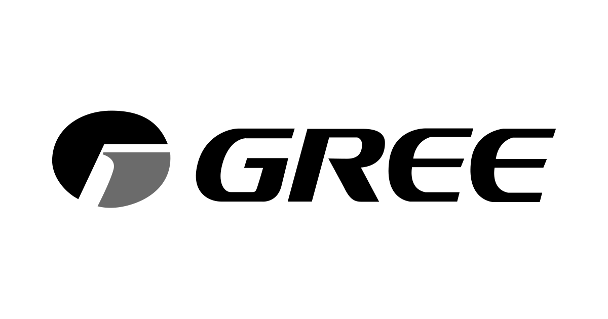Le logo gree est noir et blanc sur fond blanc.
