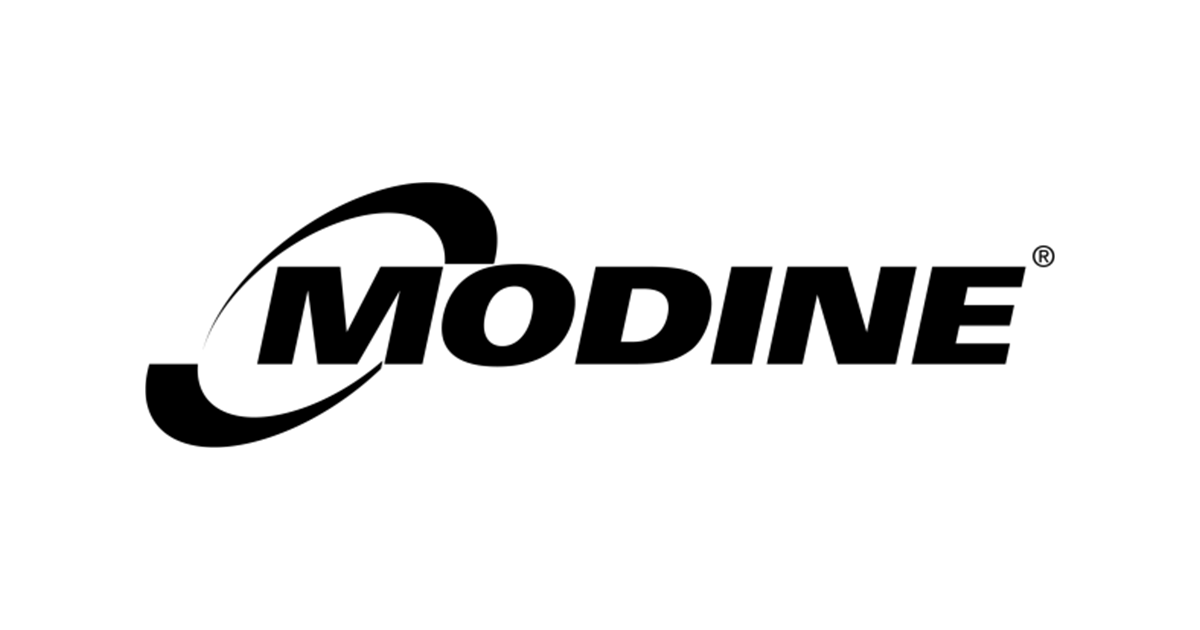 Un logo noir et blanc pour modine sur fond blanc.