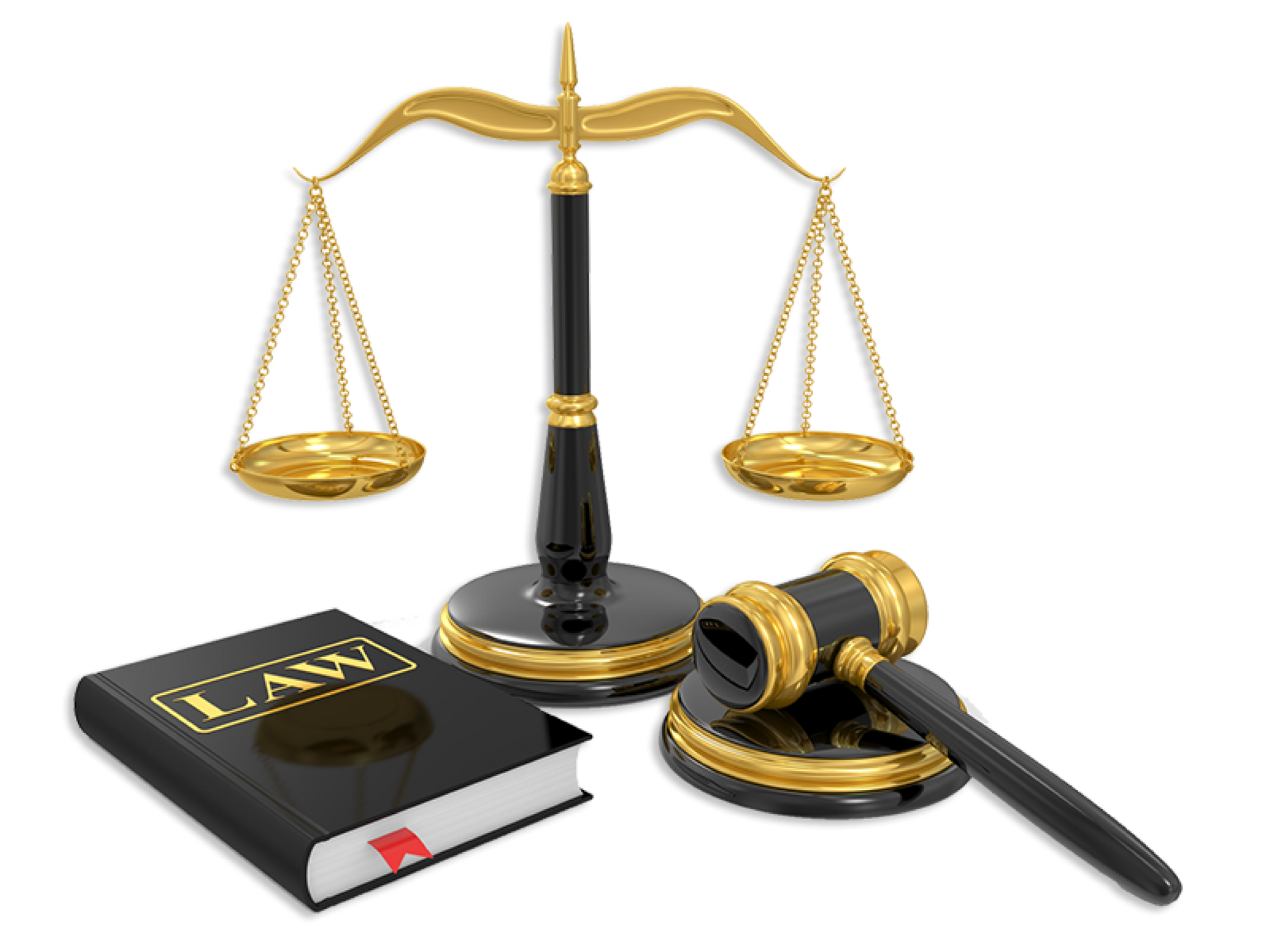 A scale of justice a book of law and a gavel
