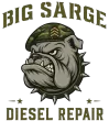 Big Sarge Diesel Repair logo with an angry bulldog in a camouflage helmet, olive and white text.