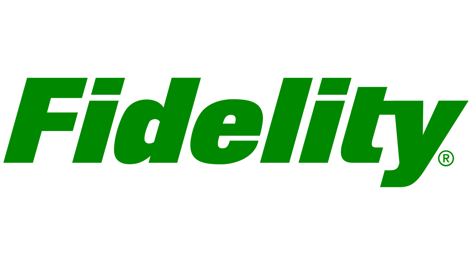 The logo for fidelity is green and white on a white background.