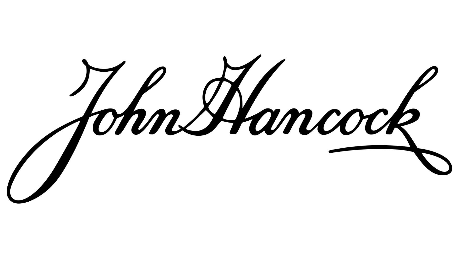 A black and white signature of john hancock on a white background.