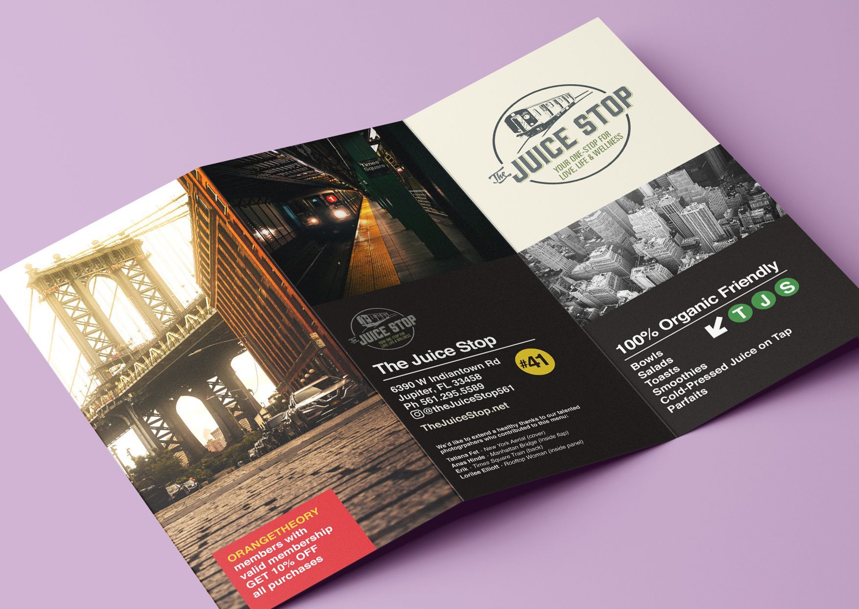 The Juice Stop menu design