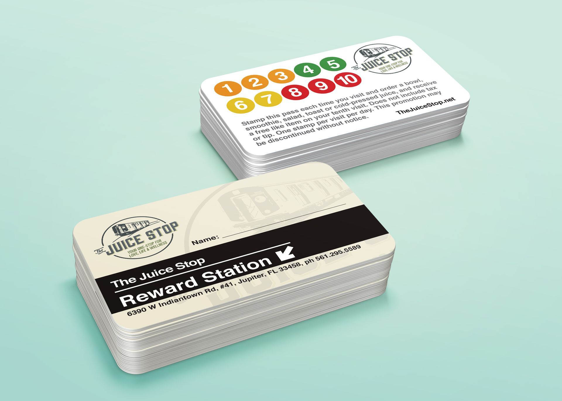 The Juice Stop loyalty card design