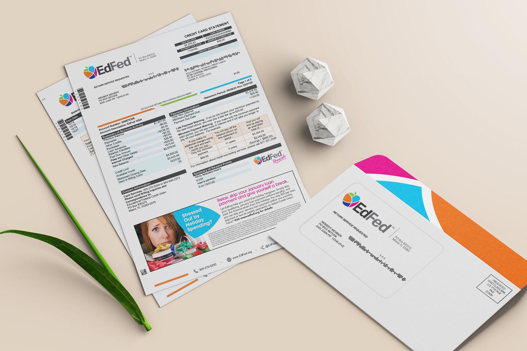 EdFed Credit Union credit card statement collateral design