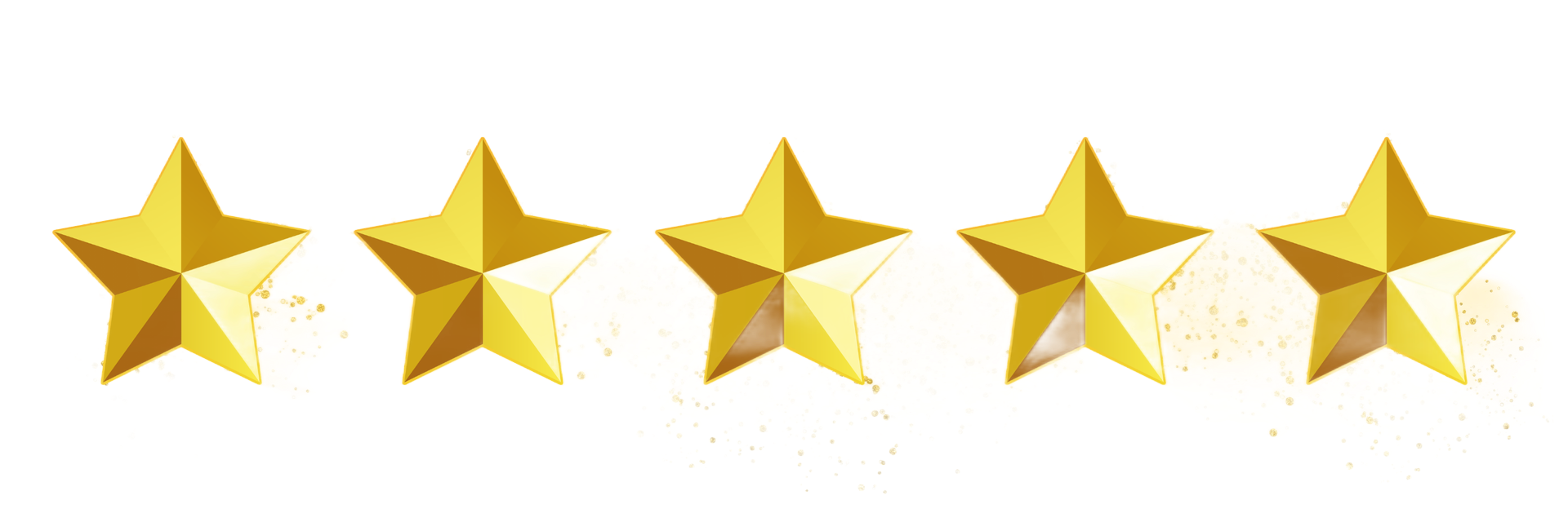 Five gold stars on a white background, suggesting a five-star rating
