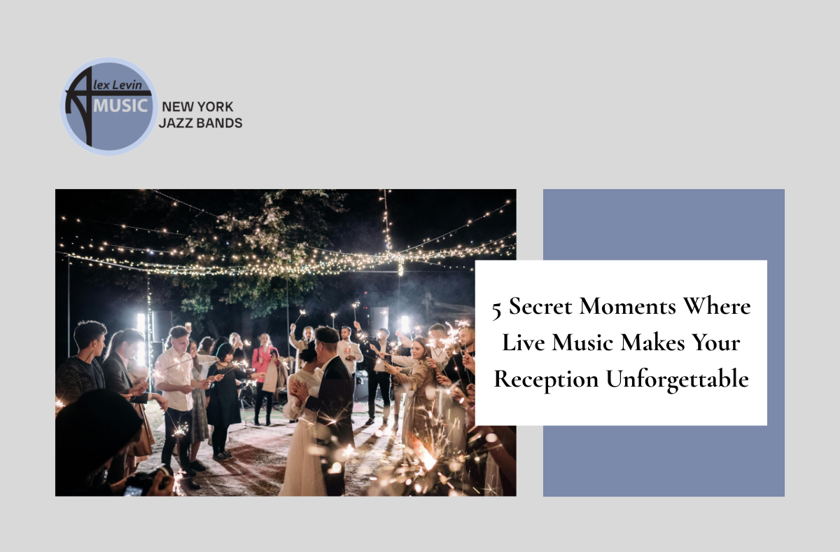 Wedding reception with live music under string lights