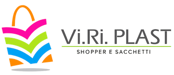 Un logo colorato per un'azienda chiamata vi.ri. plast shopper e sacchetti.