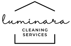 Luminarra Cleaning Services logo in black with stylized roof line and frame icon
