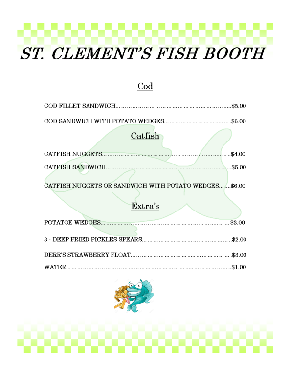 2019 Fair Menu Prices