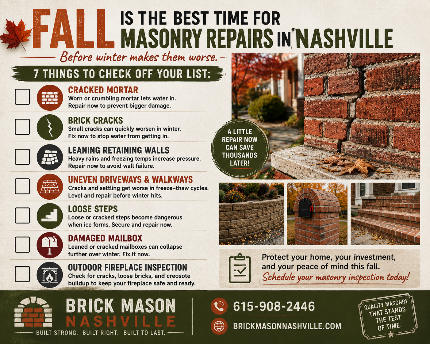 7 masonry repairs to do before winter