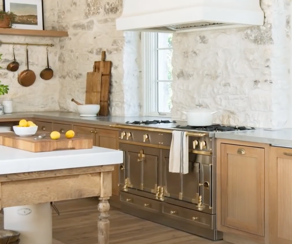 stone accent wall in kitchen