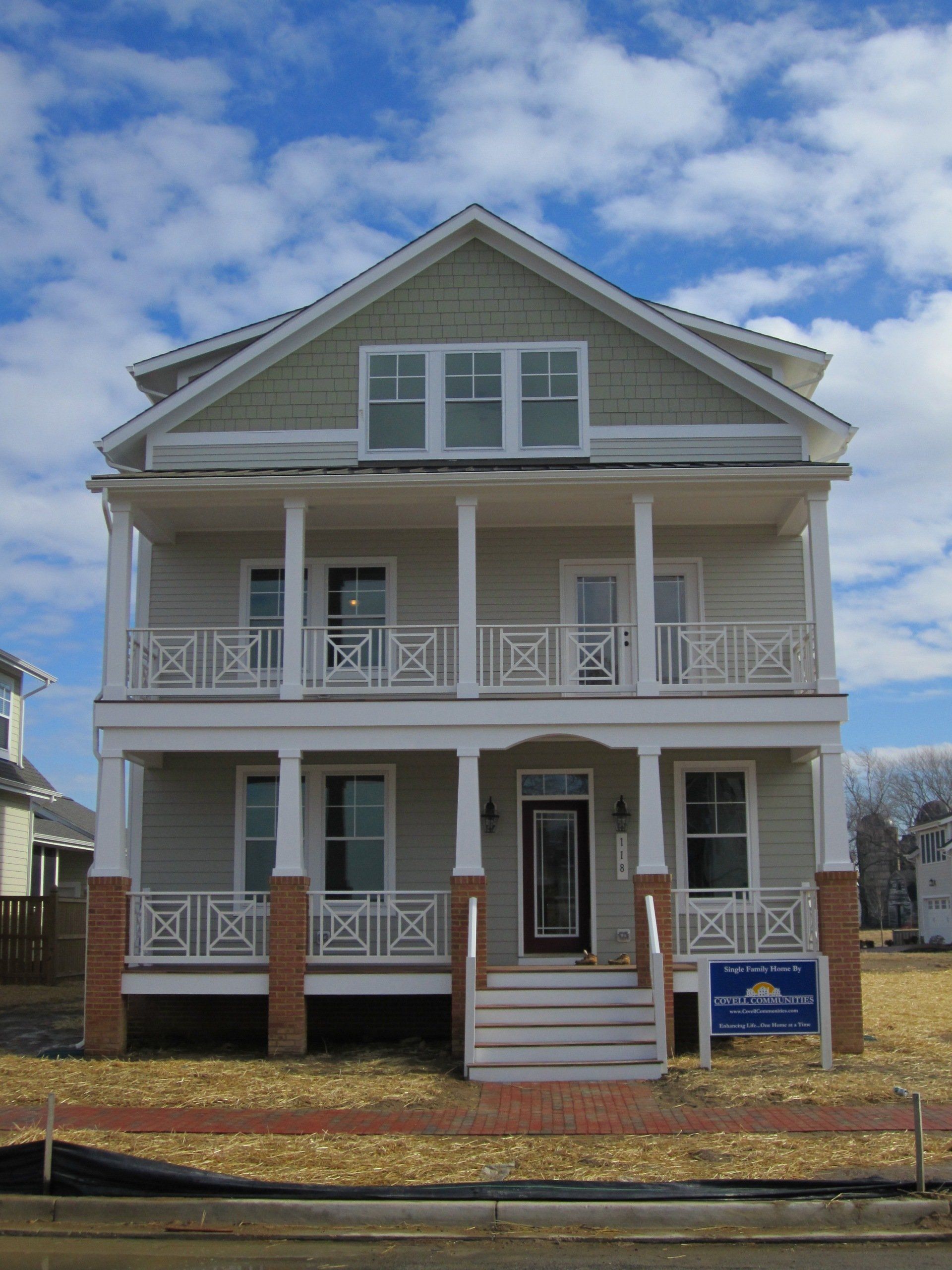 Tan home with porch exterior | Port Royal Executive | Covell Communities | Chester, Maryland 21619