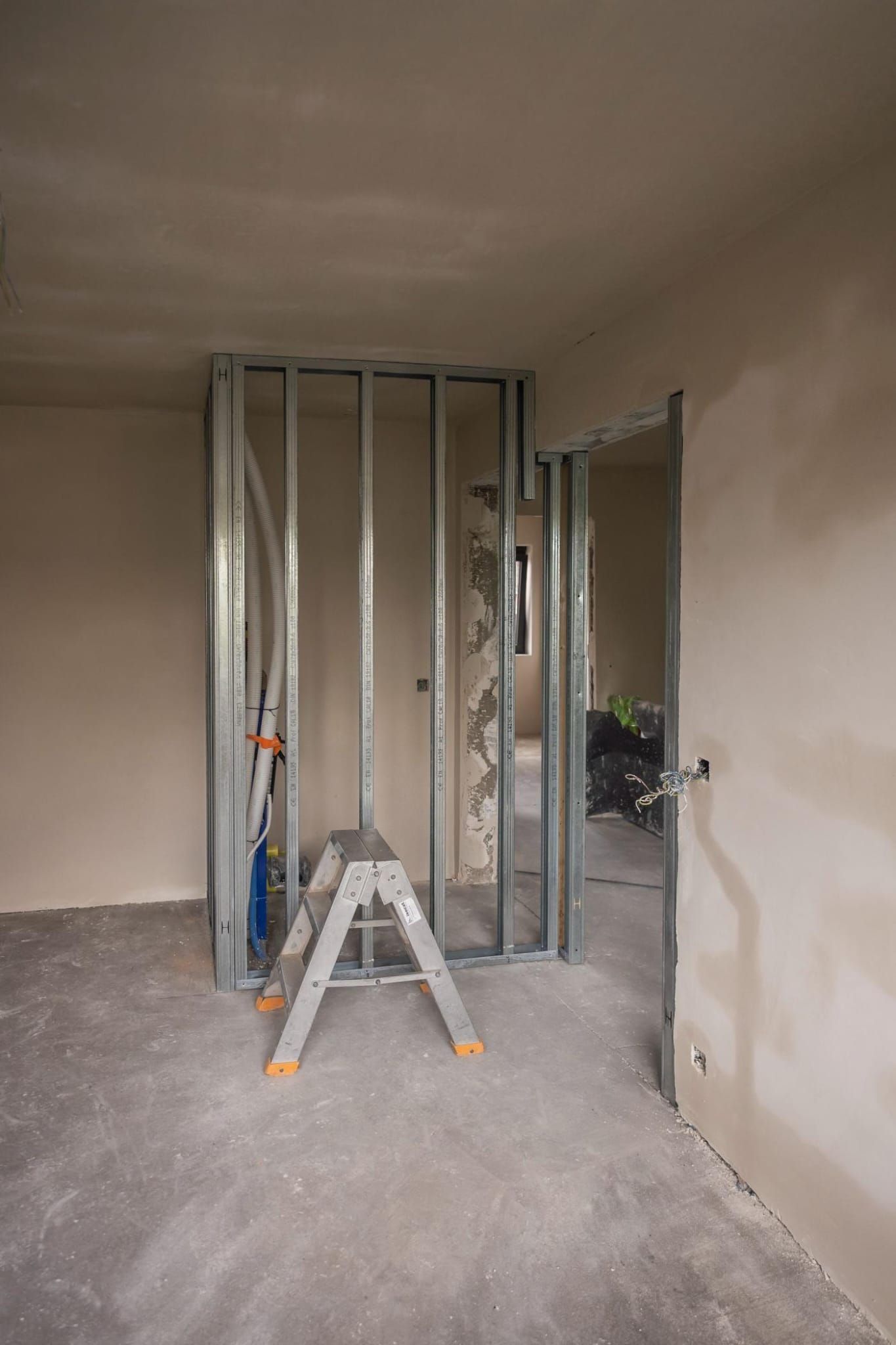 Metalstud wand klaar voor gipsplaat