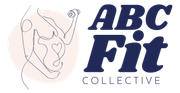 A logo for abc fit collective with a drawing of a woman holding a dumbbell.