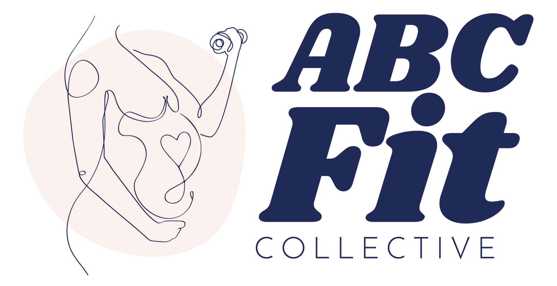 A logo for abc fit collective with a drawing of a woman holding a dumbbell.