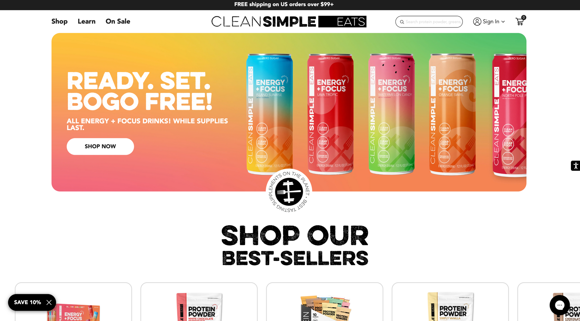 A screenshot of the clean simple website.