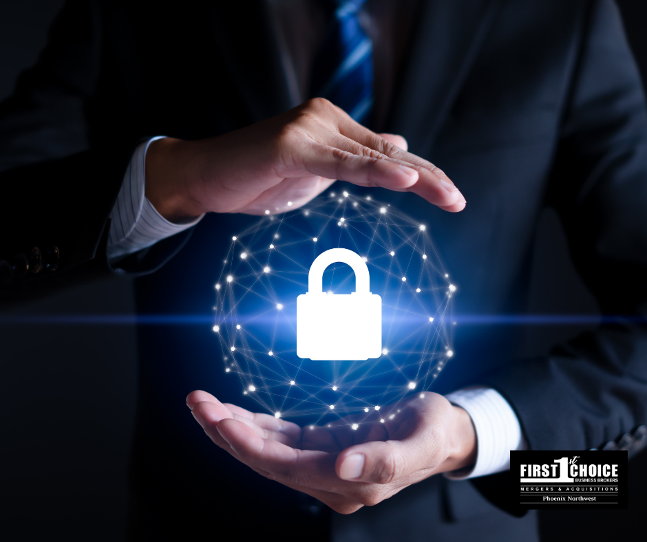 A man in a suit and tie is holding a padlock in his hands.