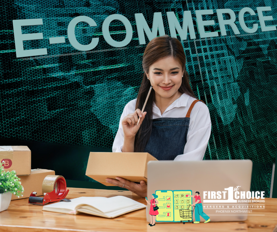 A woman is sitting at a desk with a laptop and a box.