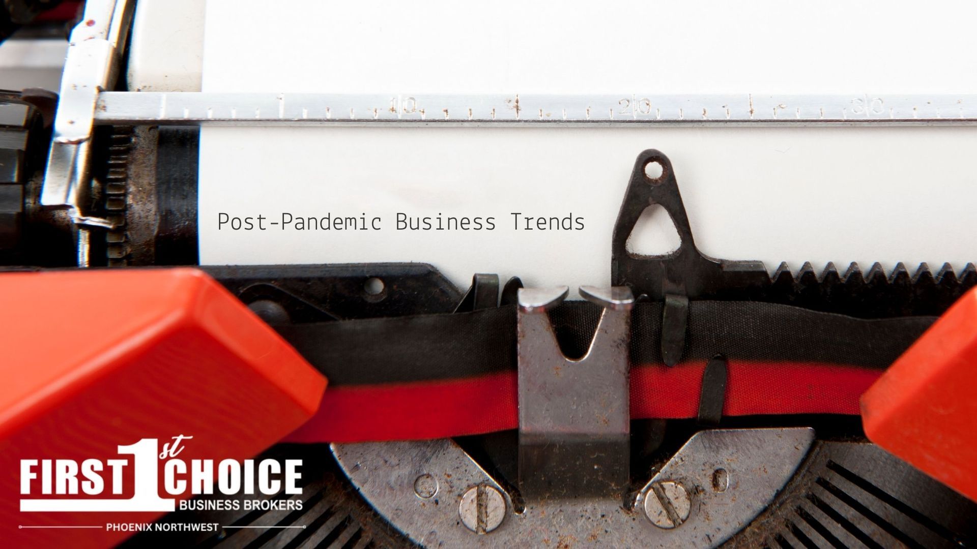 A typewriter with the words post pandemic business trade written on it