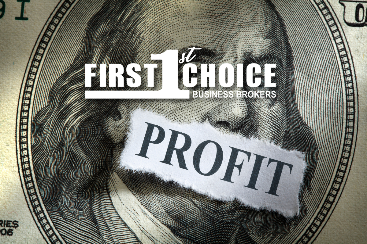 A dollar bill with the word profit written on it
