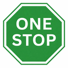 Red octagonal sign reading