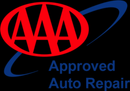 A red AAA logo with a blue orbital ring and the blue word