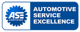 Blue rectangular logo with a gear icon, the letters
