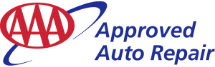 AAA Approved Auto Repair logo with red AAA emblem and blue italic text