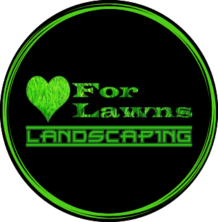 A logo for a company called for lawns landscaping