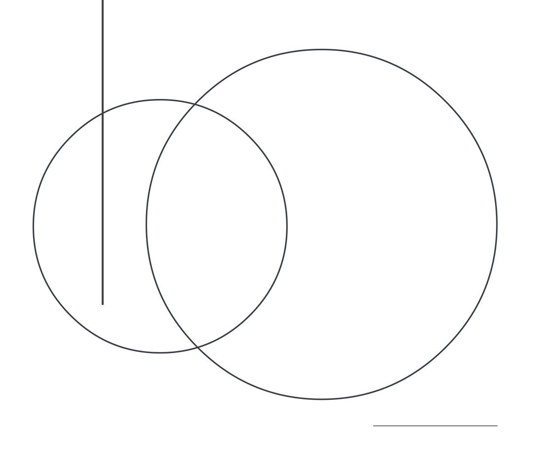 Two circles are connected by a line on a white background.